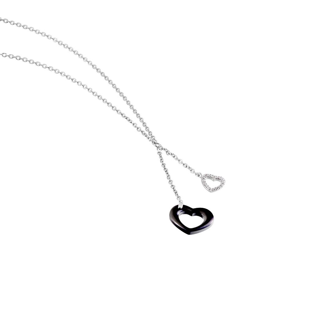 Collier Anissa Argent Blanc C&eacute;ramique Et Oxyde De Zirconium - Colliers fantaisie Femme | Histoire d&rsquo;Or