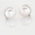 Boucles D'oreilles Puces Lucinda Or Blanc Perle De Culture Et Oxyde - Clous d'oreilles Femme | Histoire d&rsquo;Or