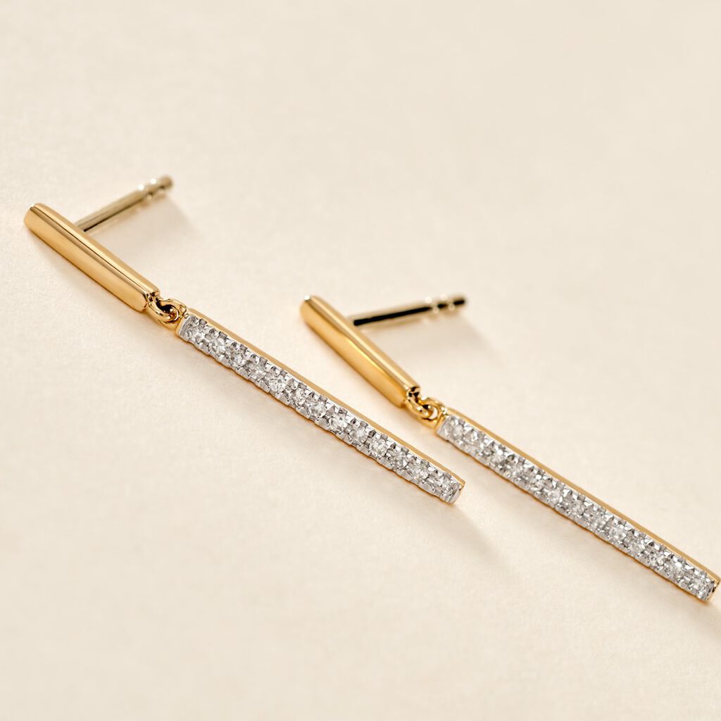 Boucles D'oreilles Pendantes Alayna Or Jaune Diamant - Boucles d'oreilles pendantes Femme | Histoire d&rsquo;Or