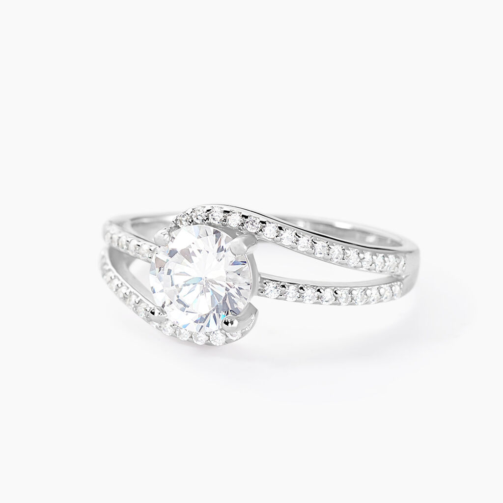 Bague Solitaire Maggy Argent Blanc Oxyde De Zirconium - Bagues solitaires Femme | Histoire d&rsquo;Or