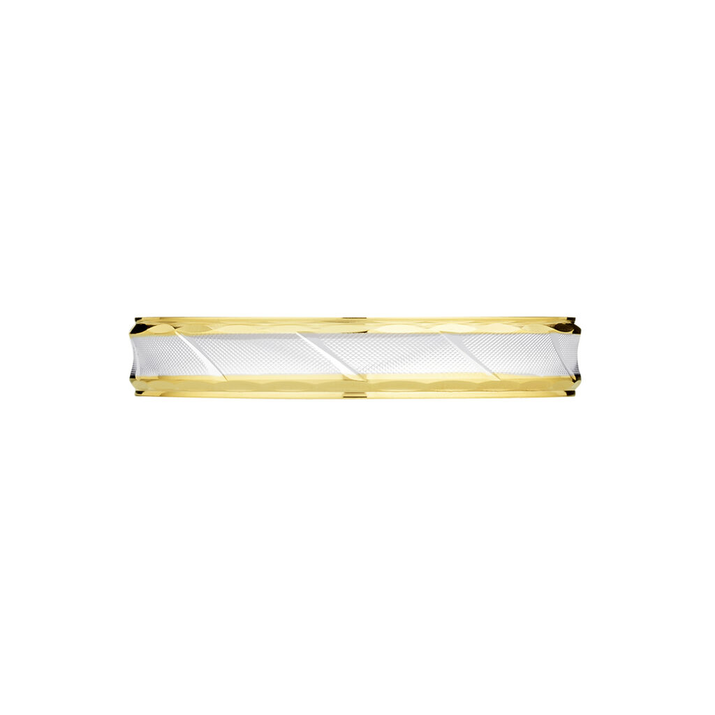 Alliance Mat Striee Ruban Plat Or Bicolore - Alliances Femme | Histoire d’Or