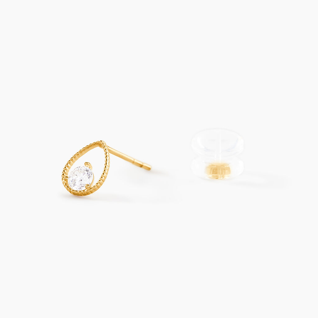Boucles D'Oreilles Puces Rafiqa Or Jaune Oxyde De Zirconium - Clous d'oreilles Femme | Histoire d&rsquo;Or