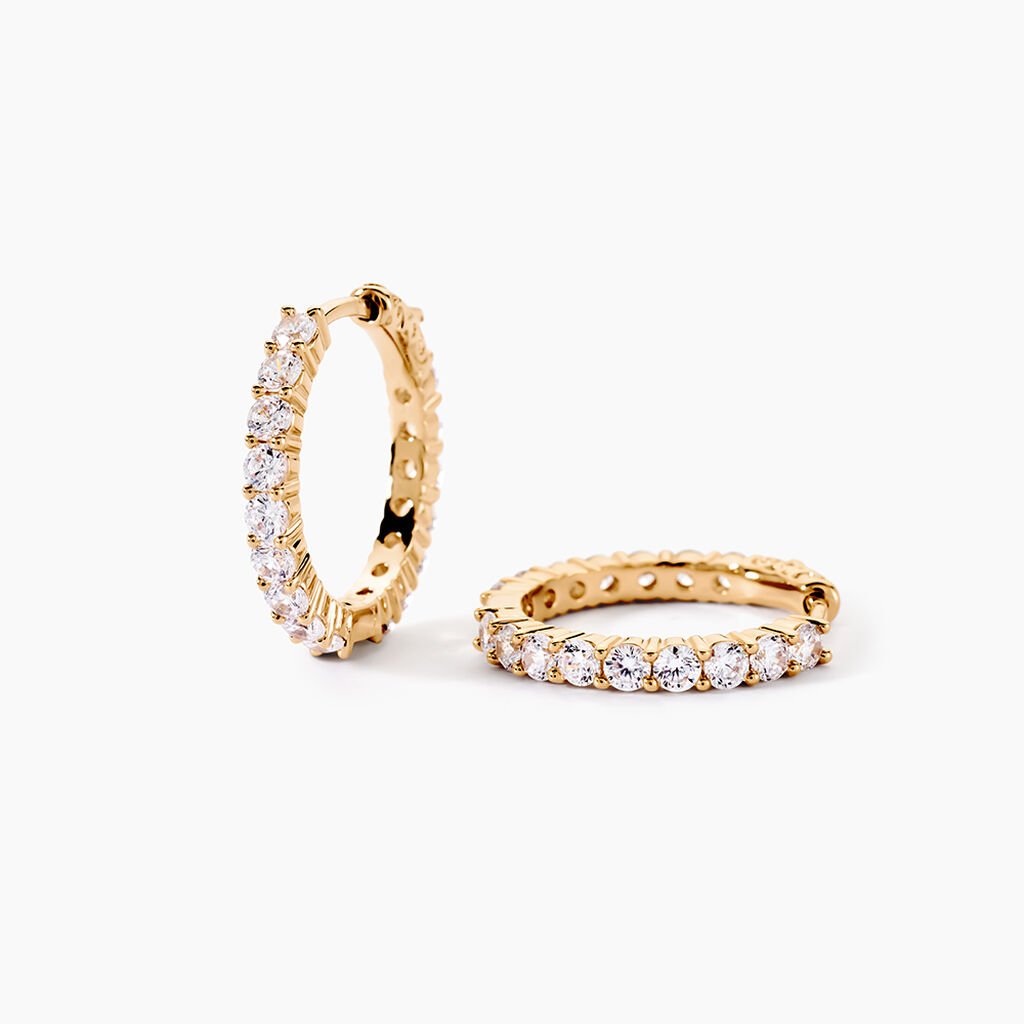 Créoles Zoelia Plaqué Or Jaune Oxyde De Zirconium - Boucles d'oreilles créoles Femme | Histoire d’Or