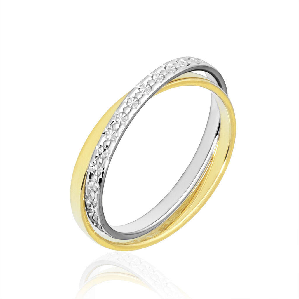 Alliance Double Anneaux Ruban Plat Or Bicolore - Alliances Unisex | Histoire d’Or