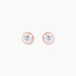 Boucles D'oreilles Puces Daria Serti Clos Or Rose Oxyde De Zirconium - Clous d'oreilles Femme | Histoire d&rsquo;Or
