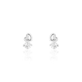 Boucles D'oreilles Puces Amani Argent Blanc Oxyde De Zirconium - Boucles d'oreilles fantaisie Femme | Histoire d’Or
