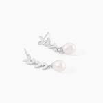 Boucles D'oreilles Pendantes Giacobbe Argent Blanc Perle De Culture - Boucles d'oreilles fantaisie Femme | Histoire d&rsquo;Or