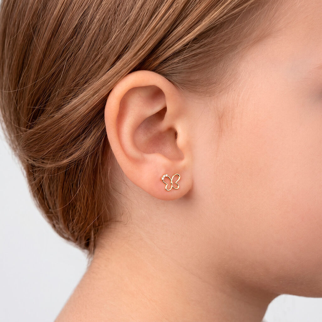 Boucles D'oreilles Puces Camomille Or Jaune Oxyde De Zirconium - Clous d'oreilles Enfant | Histoire d&rsquo;Or