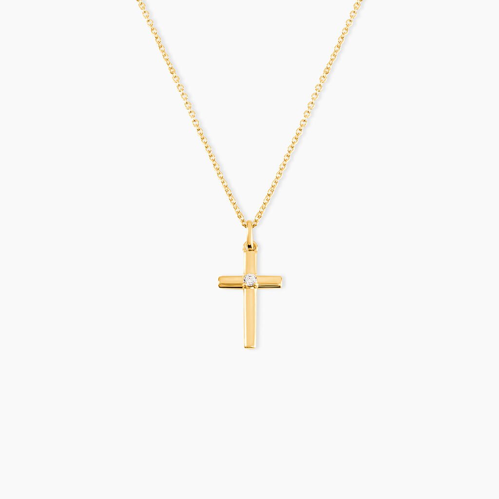 Pendentif Cornell Or Jaune Oxyde De Zirconium - Pendentifs Bapt&ecirc;me Famille | Histoire d&rsquo;Or