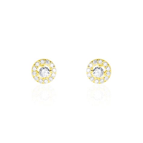 Boucles D'oreilles Puces Tahera Or Jaune Oxyde De Zirconium - Clous d'oreilles Femme | Histoire d’Or