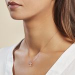 Pendentif Canice Croix Or Rose Oxyde De Zirconium - Pendentifs Bapt&ecirc;me Famille | Histoire d&rsquo;Or