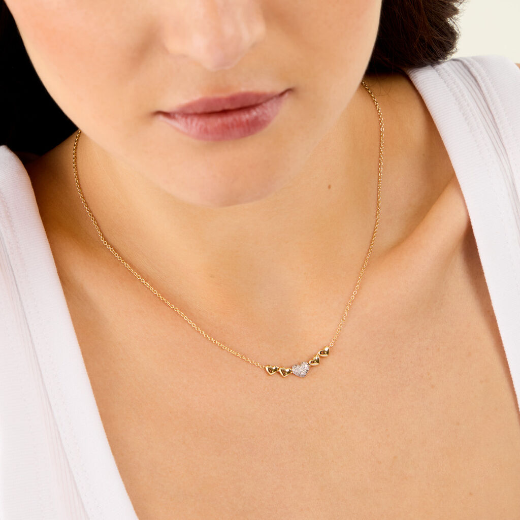 Collier Minie Argent Dor&eacute; A L'Or 750/1000 Oxyde De Zirconium - F&ecirc;te des m&egrave;res Femme | Histoire d&rsquo;Or
