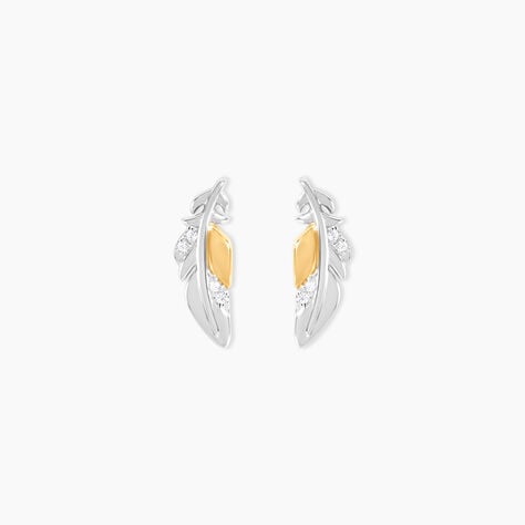 Boucles D'Oreilles Puces Or Jaune Argent Blanc Oxyde De Zirconium - Clous d'oreilles Femme | Histoire d&rsquo;Or