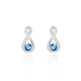 Boucles D'oreilles Puces Augusta Or Blanc Topaze Et Oxyde De Zirconium - Clous d'oreilles Femme | Histoire d’Or