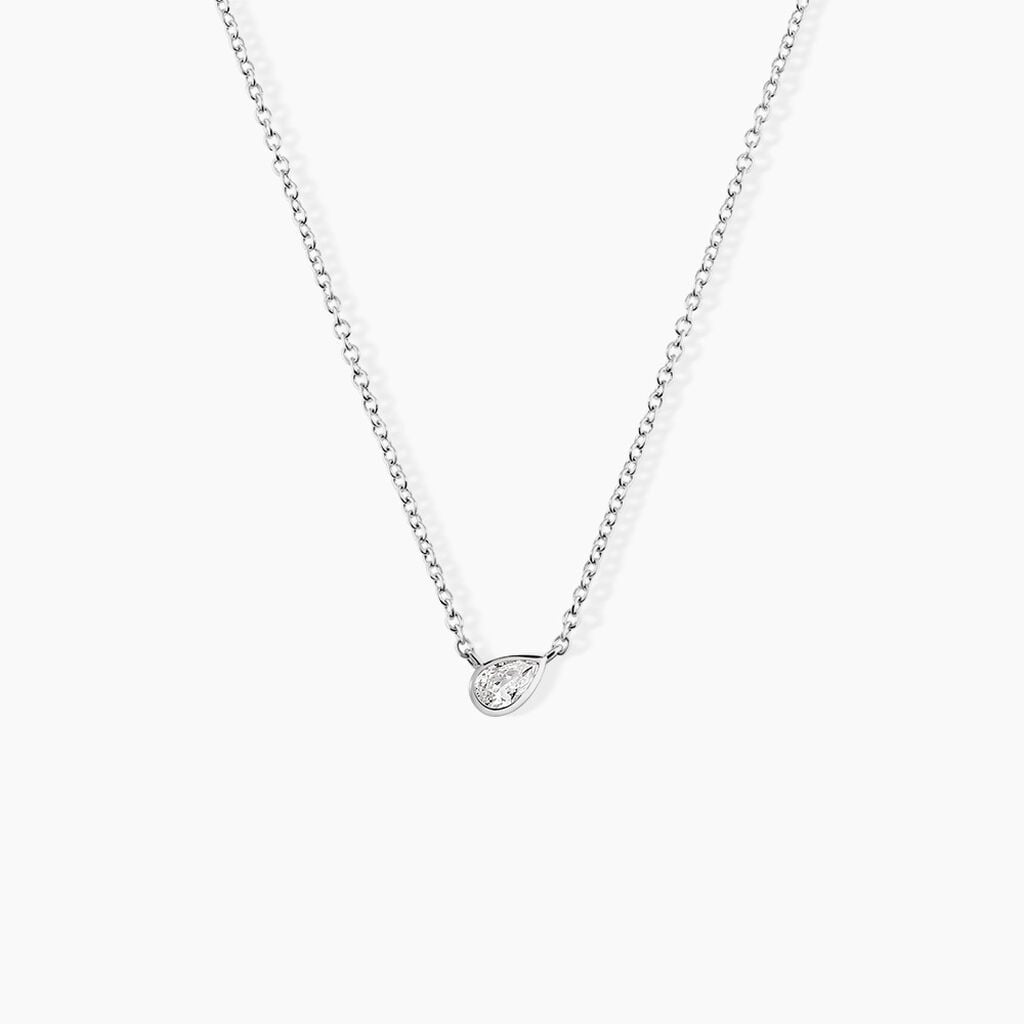 Collier Mini Pear Shape Argent Blanc Oxyde De Zirconium - F&ecirc;te des m&egrave;res Femme | Histoire d&rsquo;Or