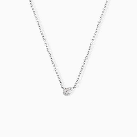 Collier Mini Pear Shape Argent Blanc Oxyde De Zirconium - F&ecirc;te des m&egrave;res Femme | Histoire d&rsquo;Or