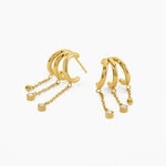 Boucles D'Oreilles Pendantes Aurore Acier Jaune Oxyde De Zirconium - Boucles d'oreilles empierr&eacute;es Femme | Histoire d&rsquo;Or