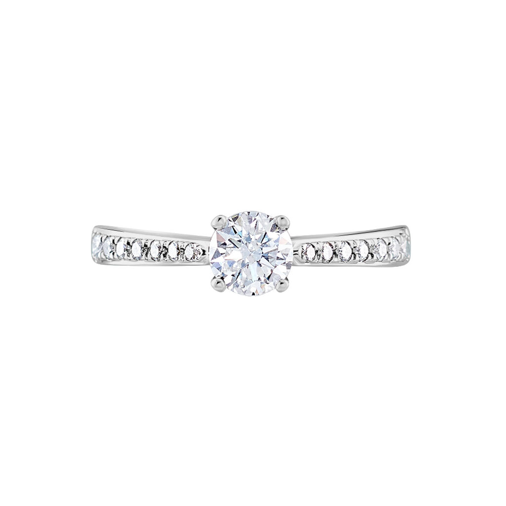 Bague Solitaire Laetitia Or Blanc Diamant Synthetique - Bagues solitaires Femme | Histoire d’Or