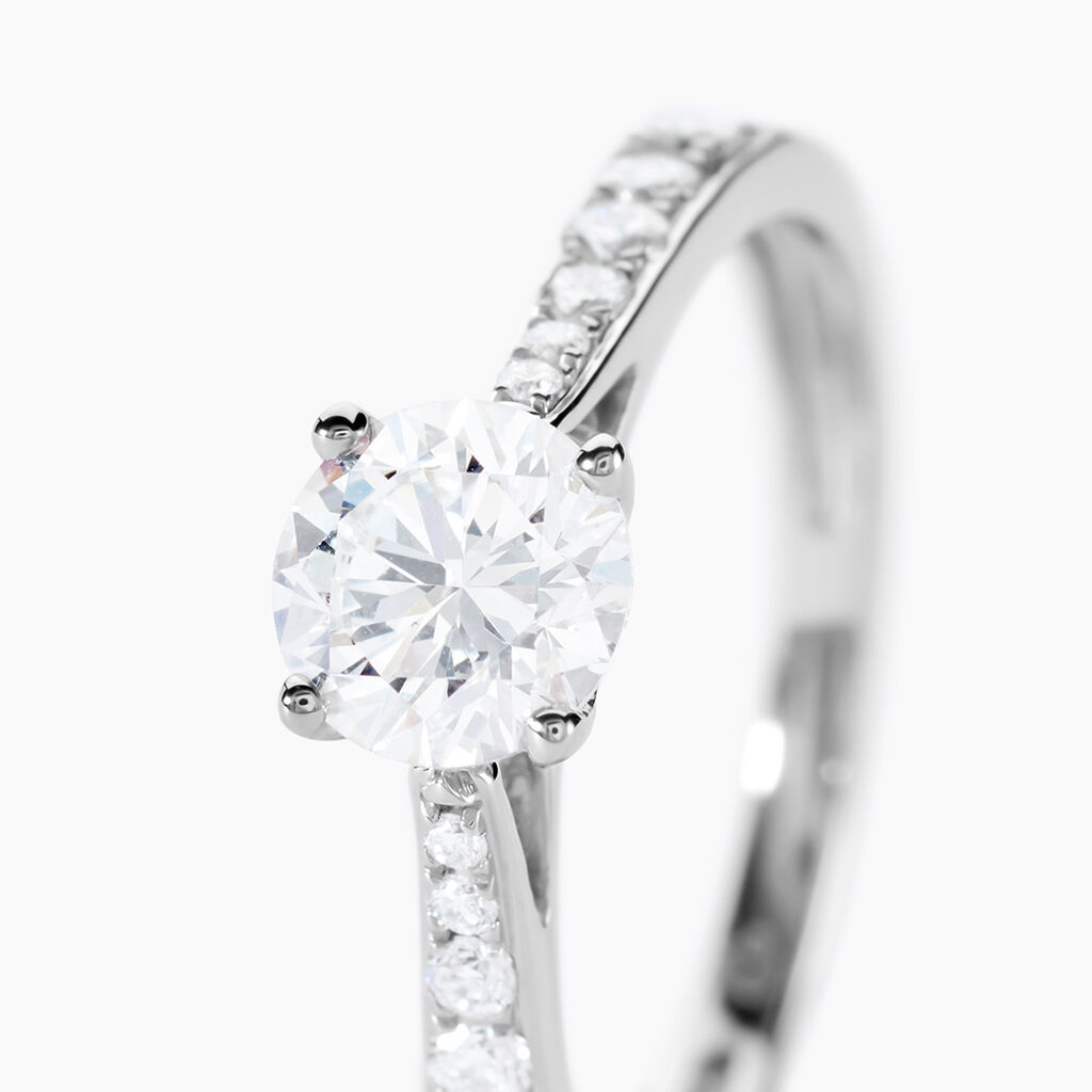 Bague Hemera Ld Platine Blanc Diamant Synth&eacute;tique - Bagues solitaires Femme | Histoire d&rsquo;Or