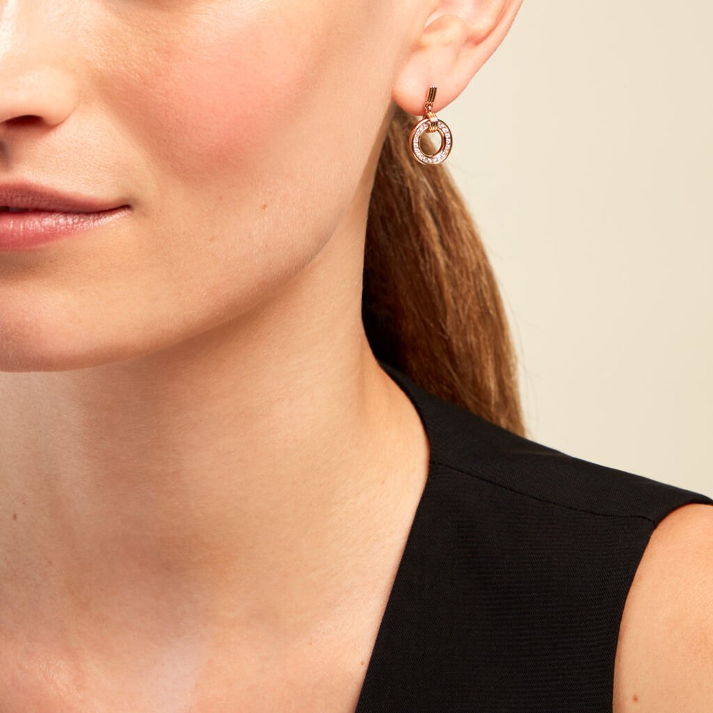 Boucles D'oreilles Pendantes Nelsie Plaqué Or Doré Oxyde De Zirconium - Boucles d'oreilles pendantes Femme | Histoire d’Or