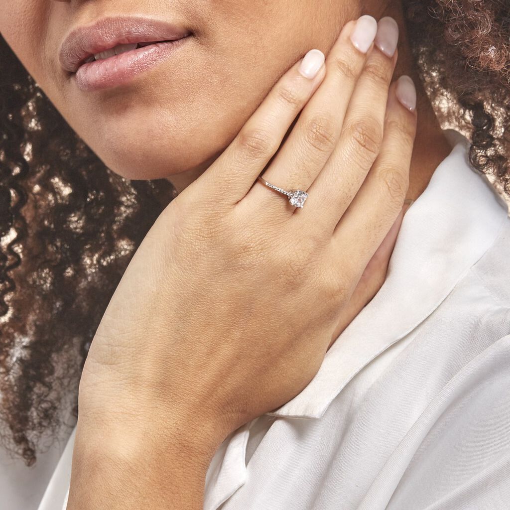 Bague Beline Or Blanc Oxyde De Zirconium - Bagues solitaires Femme | Histoire d’Or
