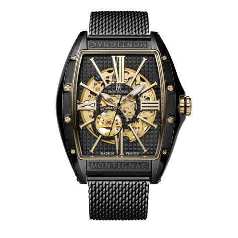 Montre Montignac Tonneau Automatique Noir - Montres Homme | Histoire d’Or