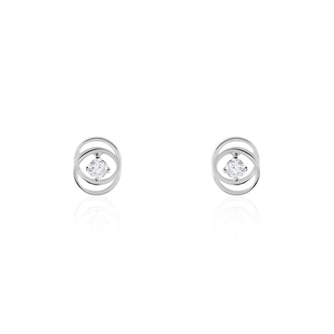 Boucles D'oreilles Puces Nid D'amour Or Blanc Diamant - Clous d'oreilles Femme | Histoire d’Or