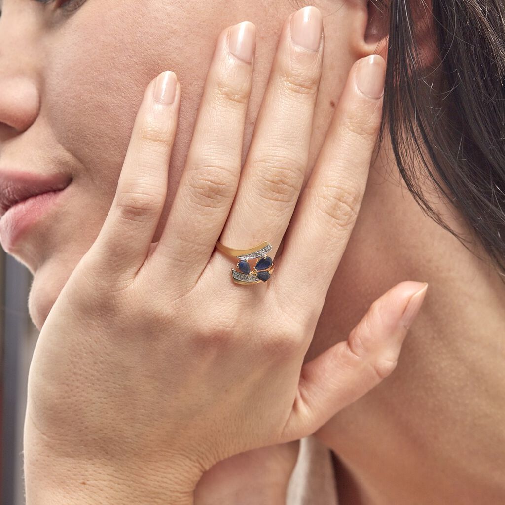 Bague Dahlia Or Jaune Saphir Diamant - Bagues avec pierre Femme | Histoire d’Or