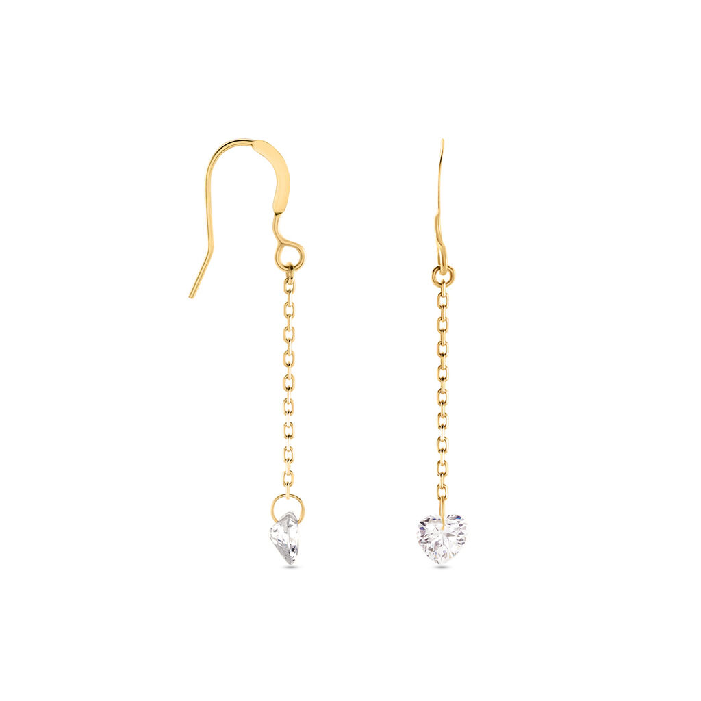 Boucles D'oreilles Pendantes Crush Plaqué Or Jaune Oxyde De Zirconium - Boucles d'oreilles fantaisie Femme | Histoire d’Or