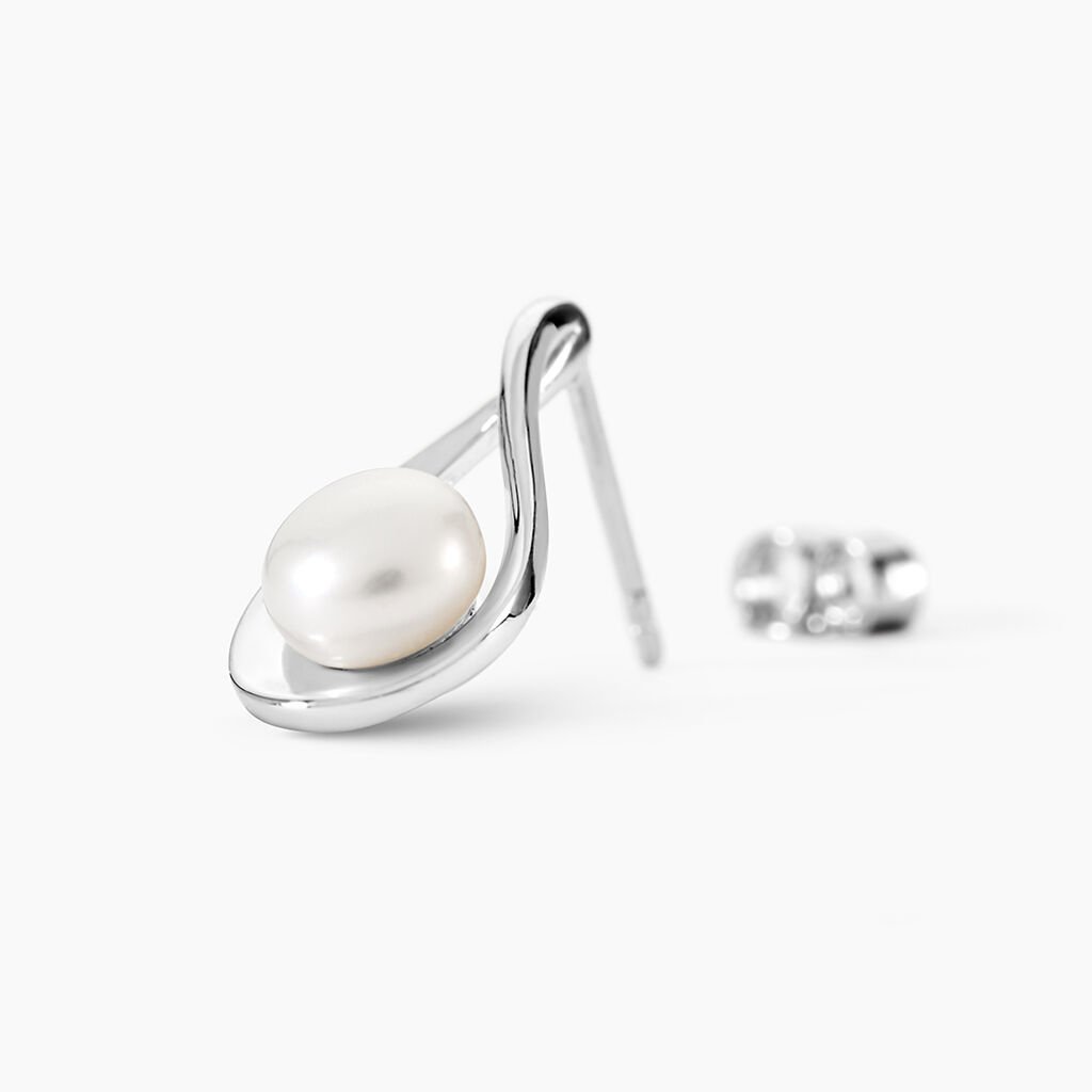 Boucles D'oreilles Pendantes Loren Argent Blanc Perle De Culture - Boucles d'oreilles fantaisie Femme | Histoire d&rsquo;Or