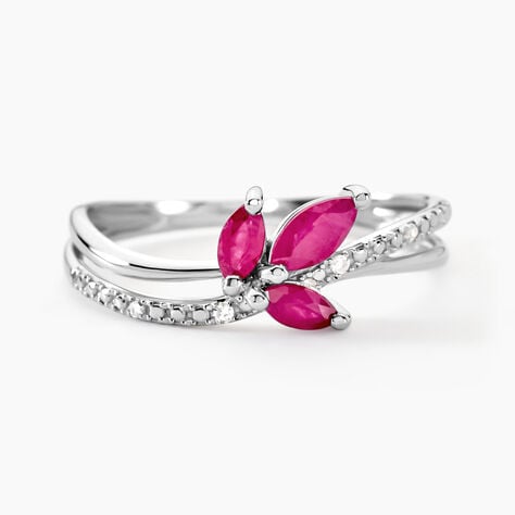 Bague Angie Or Blanc Rubis Et Diamant - Bagues avec pierre Femme | Histoire d&rsquo;Or