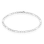 Bracelet Or Blanc Maille Altern&eacute;e 1/3 - Bracelets cha&icirc;ne Femme | Histoire d&rsquo;Or