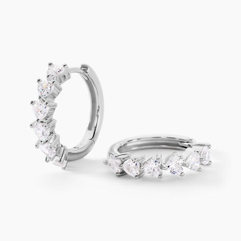 Créoles Roanne Argent Blanc Oxyde De Zirconium - Boucles d'oreilles créoles Femme | Histoire d’Or
