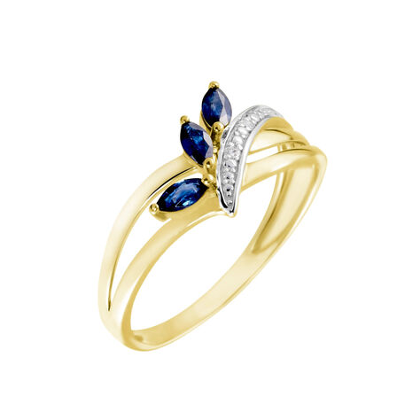 Bague Or Jaune Carl Saphirs Diamants - Bagues solitaires Femme | Histoire d’Or