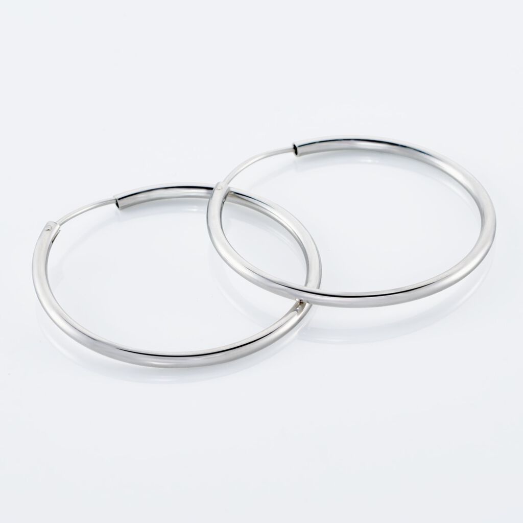 Créoles Argent Blanc Olympia - Boucles d'oreilles créoles Femme | Histoire d’Or