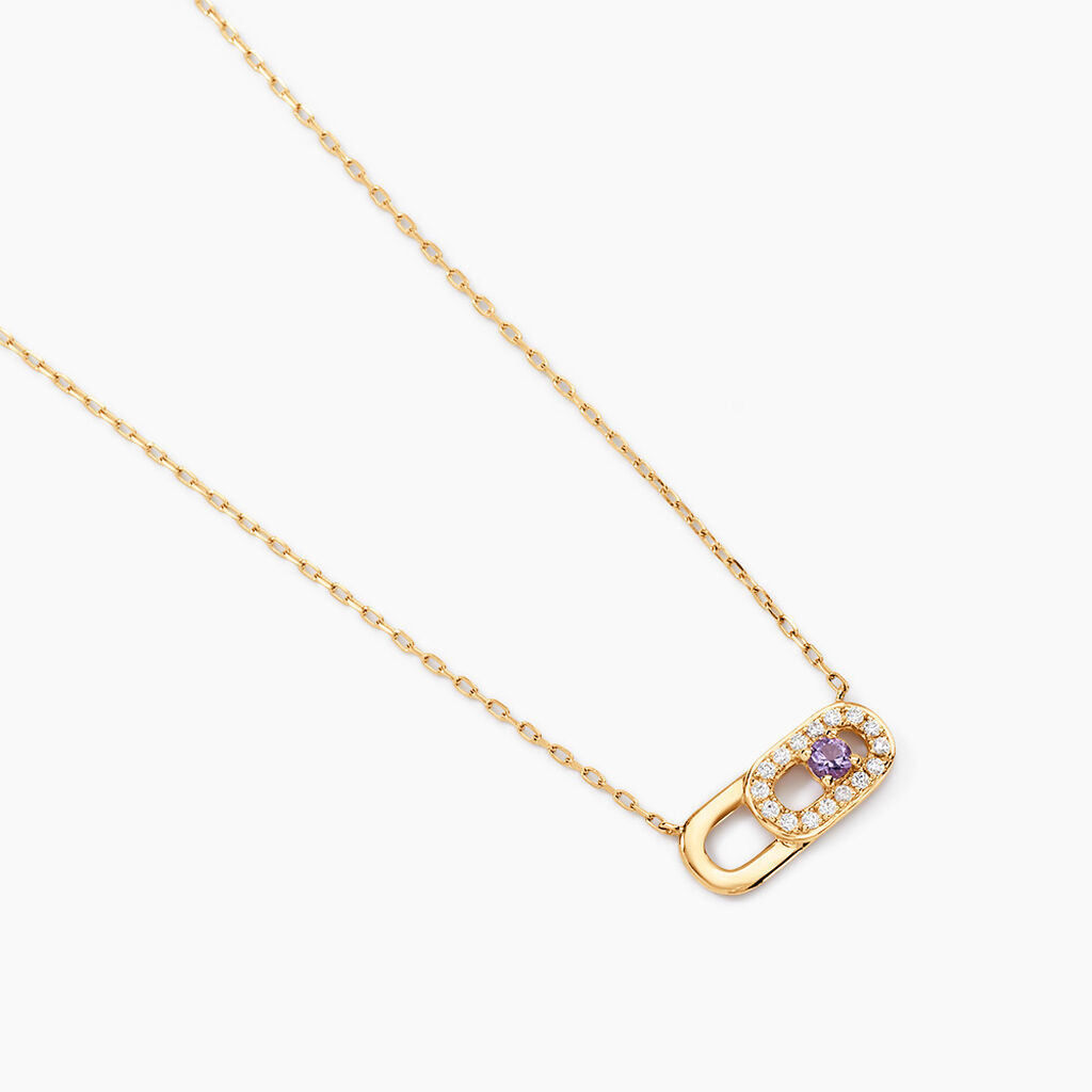 Collier Deonne Or Jaune Am&eacute;thyste Oxyde De Zirconium - Colliers Femme | Histoire d&rsquo;Or
