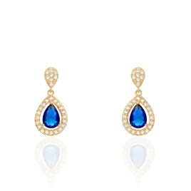 Boucles D'oreilles Pendantes Brigita Plaqué Or Pierre De Synthese - Boucles d'oreilles fantaisie Femme | Histoire d’Or