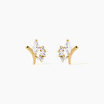 Boucles D'Oreilles Puces Muriel Argent Dor&eacute; A L'Or 750/1000 Oxyde De Zirconium - Clous d'oreilles Femme | Histoire d&rsquo;Or