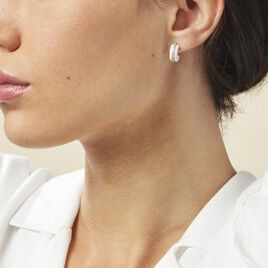 Créoles Noci Argent Blanc Céramique Et Oxyde De Zirconium - Boucles d'oreilles créoles Femme | Histoire d’Or