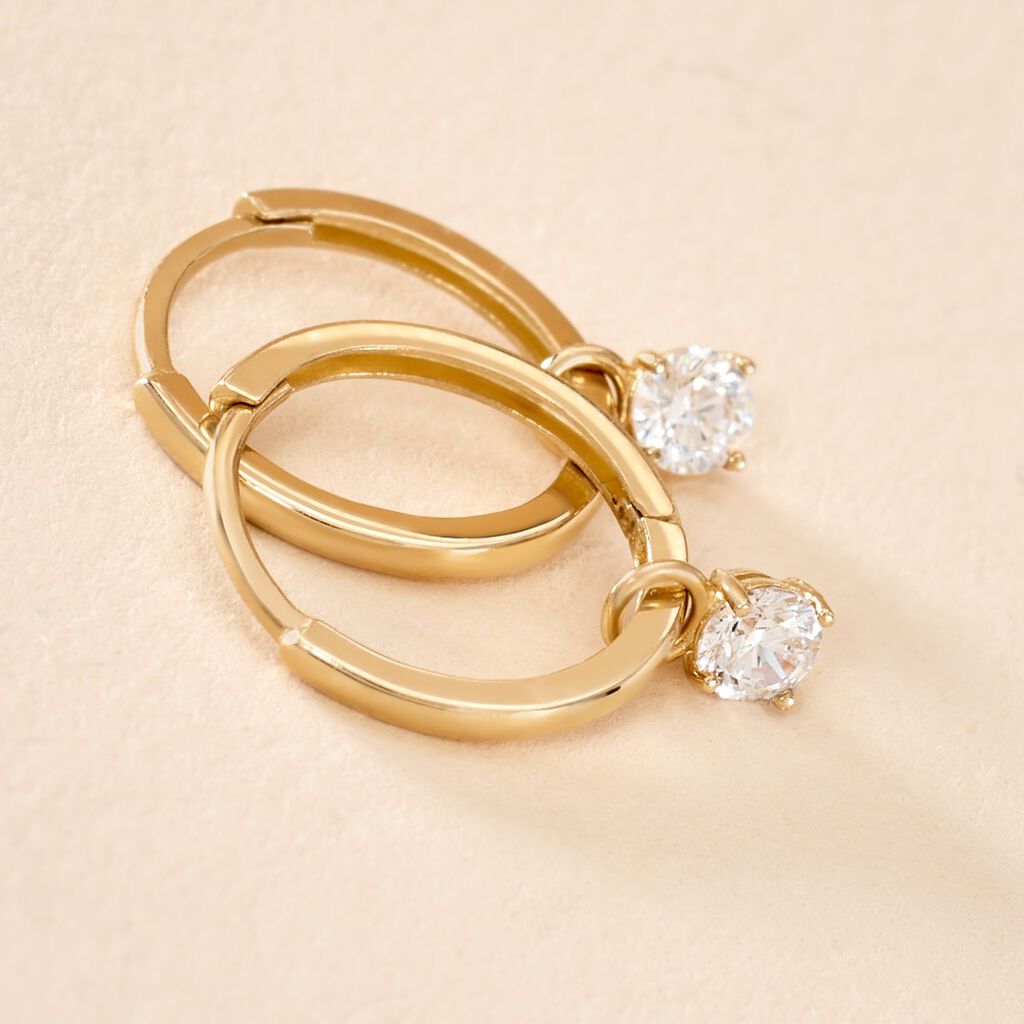 Cr&eacute;oles Massimo Or Jaune Oxyde De Zirconium - Boucles d'oreilles cr&eacute;oles Femme | Histoire d&rsquo;Or