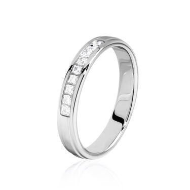 Alliance Serti Pave Or Blanc Diamant