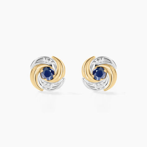 Boucles D'oreilles Puces Potentille Or Jaune Saphir - Clous d'oreilles Femme | Histoire d’Or