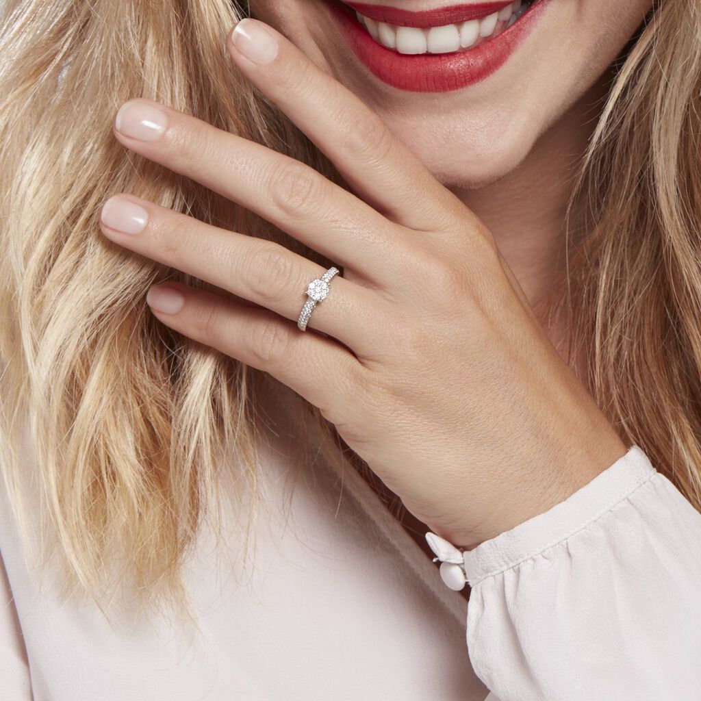 Bague Julia Platine Blanc Diamant - Bagues avec pierre Femme | Histoire d’Or