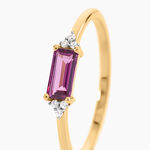 Bague Lavonne Argent Dor&eacute; A L'Or 750/1000 Rhodolite Oxyde De Zirconium - Bagues solitaires Femme | Histoire d&rsquo;Or