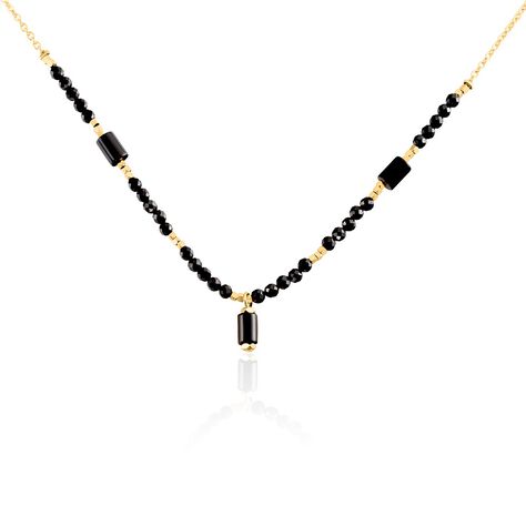 Collier Attila Acier Doré Onyx Spinelle - Colliers fantaisie Femme | Histoire d’Or
