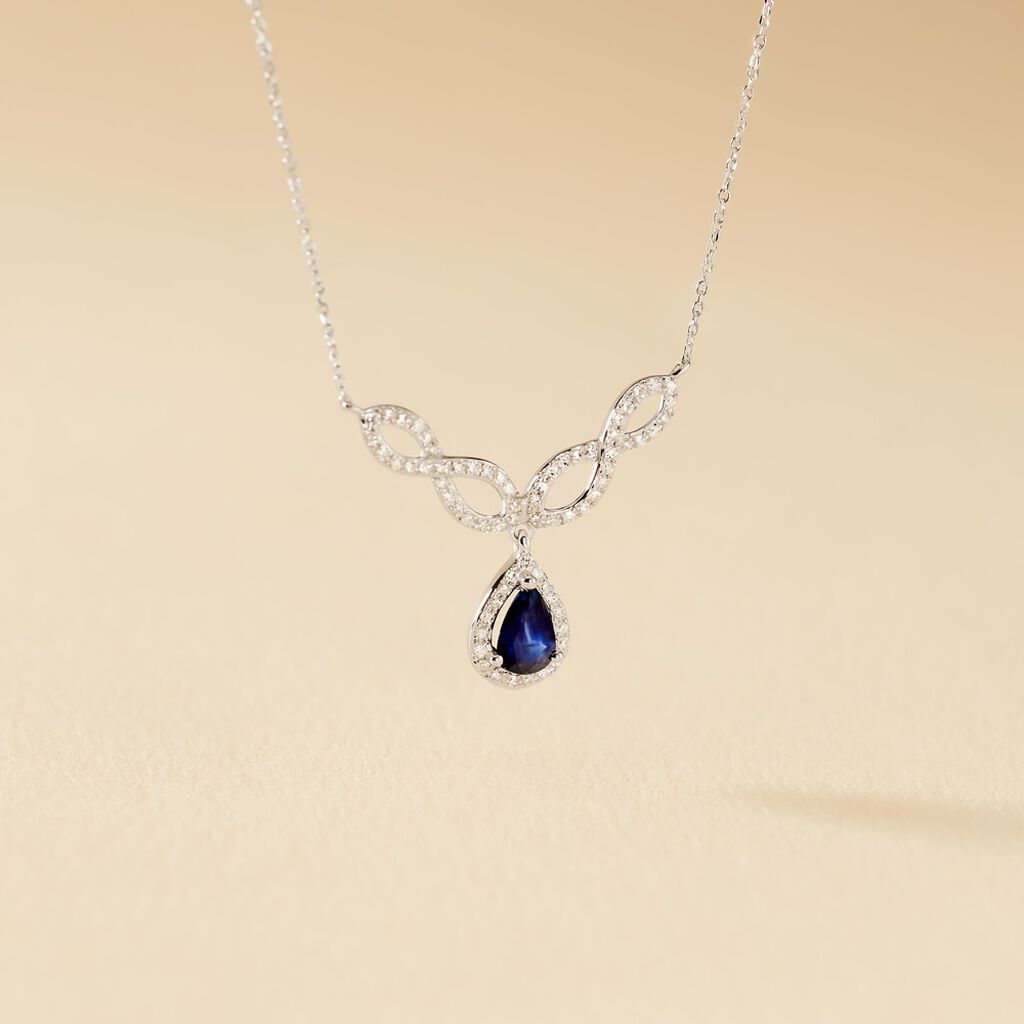 Collier Sissi Or Blanc Saphir Diamant - Colliers Femme | Histoire d&rsquo;Or