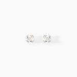 Boucles D'oreilles Puces Or Blanc Oxyde De Zirconium - Clous d'oreilles Famille | Histoire d&rsquo;Or