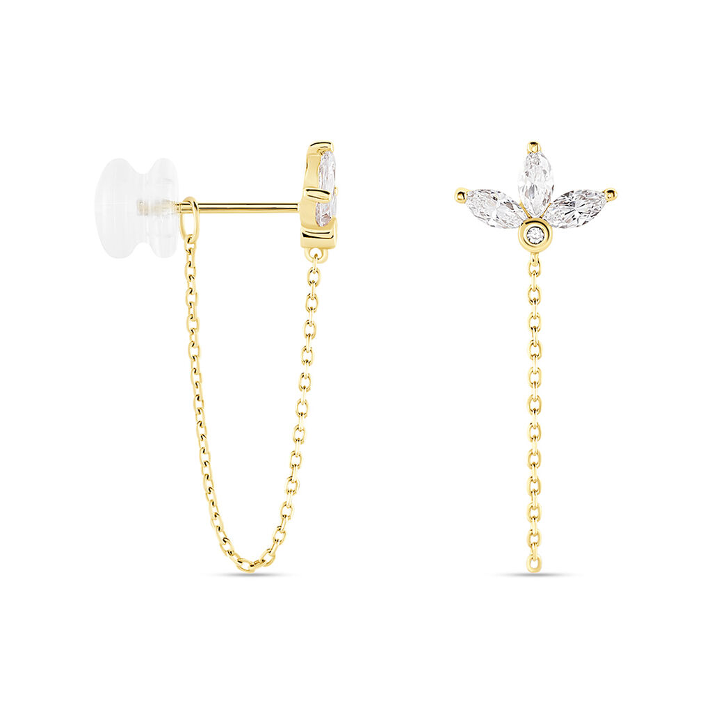 Boucles D'oreilles Pendantes Tiara Or Jaune Oxyde De Zirconium - Boucles d'oreilles pendantes Femme | Histoire d’Or