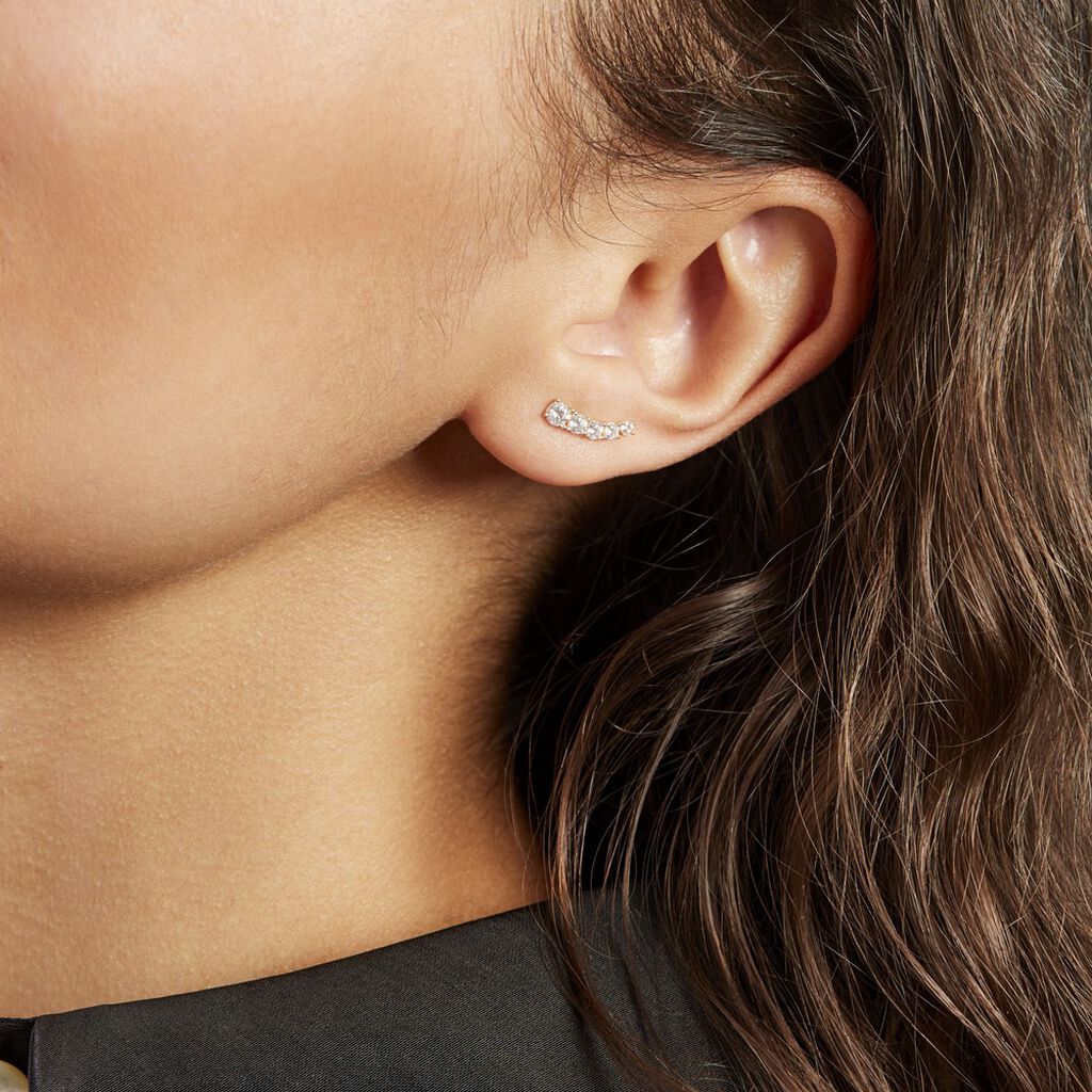Boucles D'oreilles Puces Or Jaune Anaca Oxydes De Zirconium - Clous d'oreilles Femme | Histoire d’Or