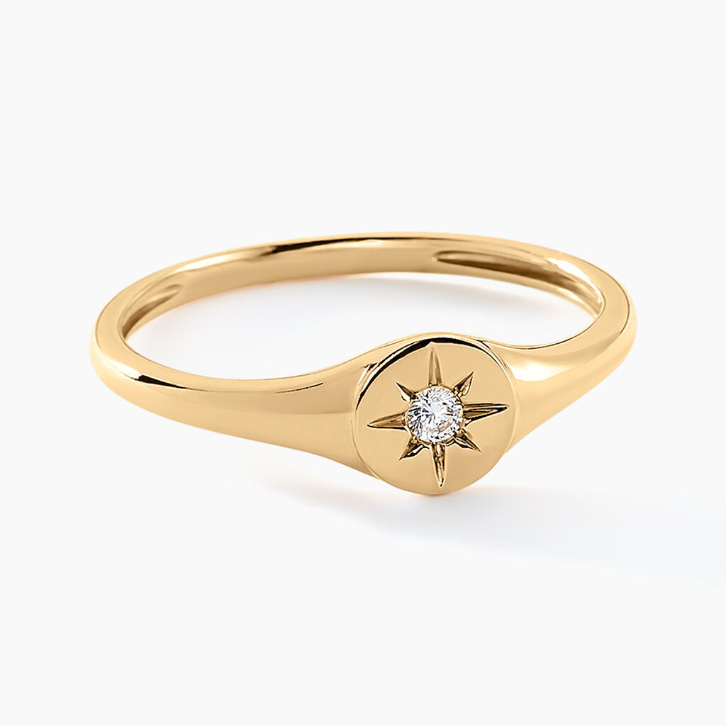 Chevalière Chauncey Or Jaune Oxyde De Zirconium - Bagues solitaires Femme | Histoire d’Or